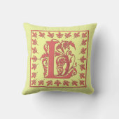 Lイニシャル枕 – 黄色の背景のピンクL クッション (裏面)