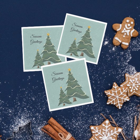 lグリーンブルークリスマスお洒落デザイン スタンダードランチョンナプキン