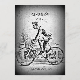 lサイクリストのサイクリングの卒業パーティーを進みます 招待状