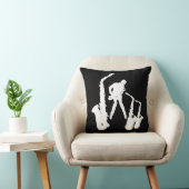 Lジャッツマンホワイトシルエットサックスジャズブラックピロー クッション (椅子)