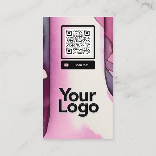 Lデイジーモノグラムのフローラ水彩QRコードロゴ 名刺 (裏面)