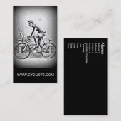 lモノクロサイクリストのサイクリングを進みます 名刺 (正面/裏面)