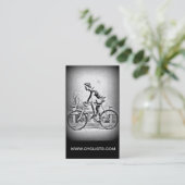 lモノクロサイクリストのサイクリングを進みます 名刺 (スタンド正面)