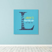 Lモノグラムイニシャルバーバルミツワーサインインボード キャンバスプリント (インサイチュ (ウッドフロア))