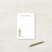 Lモノグラムパーソナライズされたフローラポストイット ポストイット (デスク上)