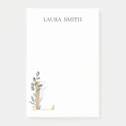 Lモノグラムパーソナライズされたフローラポストイット ポストイット (正面)