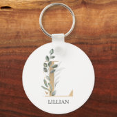 Lモノグラムフローラパーソナライズされたキーチェーン キーホルダー (正面)
