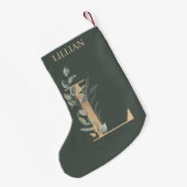 Lモノグラムフローラパーソナライズされた スモールクリスマスストッキング (裏面 (吊り時))