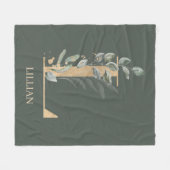 Lモノグラムフローラパーソナライズされた フリースブランケット (正面(横))