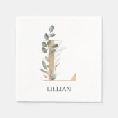 Lモノグラムフローラ パーソナライズされた スタンダードカクテルナプキン (正面)