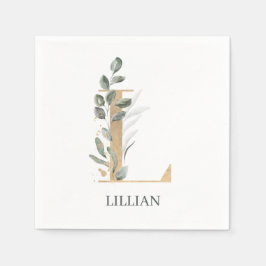 Lモノグラムフローラ パーソナライズされた スタンダードカクテルナプキン
