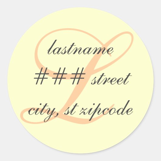 Lモノグラム差出人住所ラベル ラウンドシール (正面)