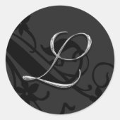 Lモノグラム文字結婚の封筒用シールシール ラウンドシール (正面)