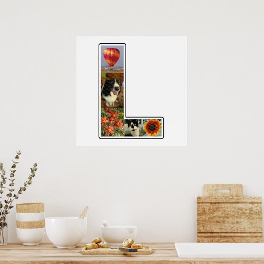 Lモノグラム独自の5カスタム枚フォトコラージュを作成 ポスター (キッチン)