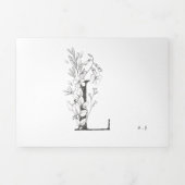 'L'モノグラム美しいスケッチフローラ結婚ズ 三つ折り招待状 (カバー)