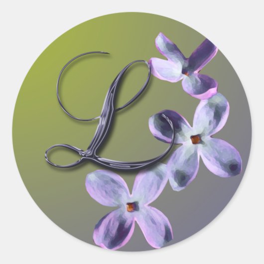 Lモノグラム薄紫封筒用シールシール ラウンドシール (正面)