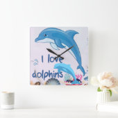 lラヴクールドルフィンズ引用文ドルフィンラバーズ スクエア壁時計 (ホーム)