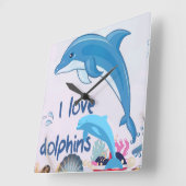 lラヴクールドルフィンズ引用文ドルフィンラバーズ スクエア壁時計 (傾斜)