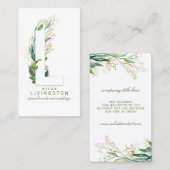 Lレターモノグラム金ゴールド離れ緑 名刺 (正面/裏面)