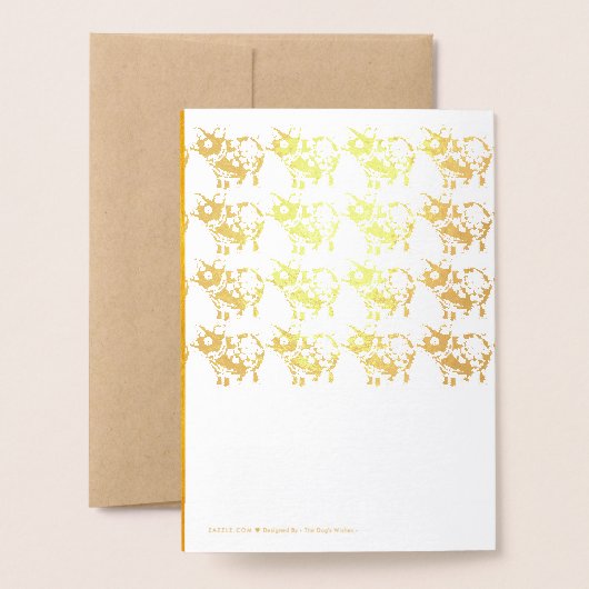 L中国のペーパーカットピッグ年2019ラグジュアリークラフトC 箔カード (裏面封筒付き)