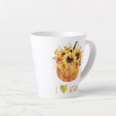 l愛の秋の水の色ひまわりカボチャ カフェラテマグ (右アングル)