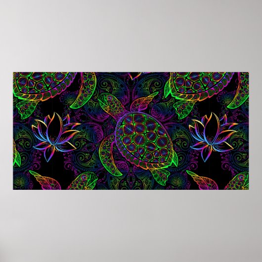 L色のサイケデリック海数々の亀 ポスター (正面)