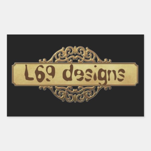 L69デザイン金ゴールドバナー 長方形シール (正面)