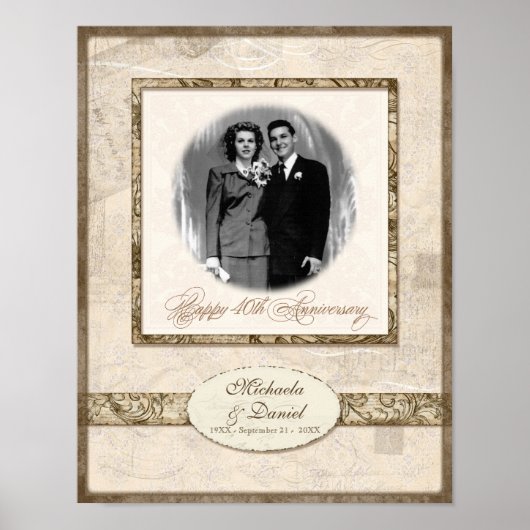 L744B 11x14アニバーサリーギフトパーソナライズされたw写真 ポスター (正面)