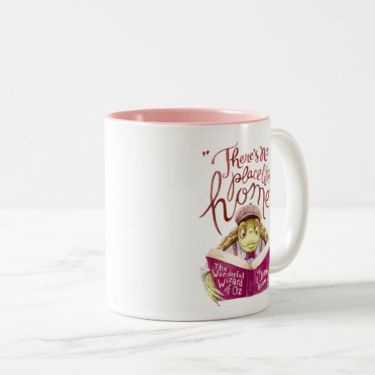 L.やる気を起こさせるフランクバウム引用文水色カメ ツートーンマグカップ (正面右)