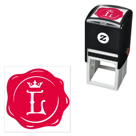 L -アンティークワックスシールゴシック王冠イニシャル文字 セルフインキングスタンプ (インサイチュ)