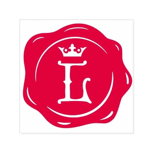 L -アンティークワックスシールゴシック王冠イニシャル文字 セルフインキングスタンプ (デザイン)