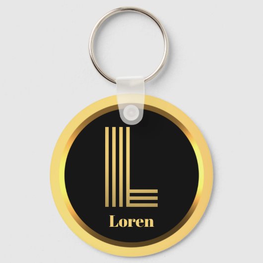 L ゴールドモノグラムイニシャル キーホルダー (正面)
