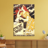 L.マルケインクレッド頭の女性&ハープ キャンバスプリント (インサイチュ (リビング))