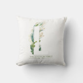 L モノグラム エレガント ゴールド グリーンネリー ファミリー ネーム クッション (正面)