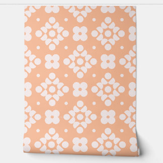 (L)2502219A Retro Geometric Floral Pattern on Pink 壁紙