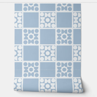 (L) 2502223B Retro Geometric Tiles Blue 壁紙