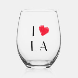 L Aが大好き |カスタムイニシャルハート ステムなしワイングラス