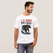 L.A.サーフベア日本語タイポグラフィー Tシャツ (正面フル)