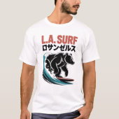 L.A. Surf Bear Japanese Typography Tシャツ (正面)