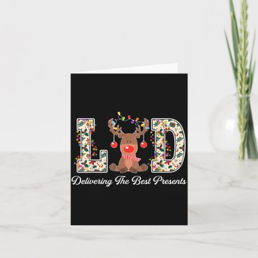 L&amp;d Delivering The Nurse Reindeer Christmas  カード (正面)