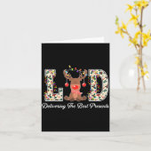 L&amp;d Delivering The Nurse Reindeer Christmas  カード (黄色い花)