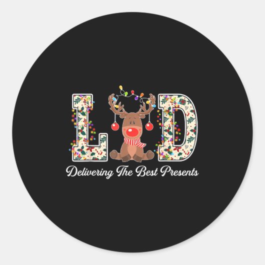 L&amp;d Delivering The Nurse Reindeer Christmas  ラウンドシール (正面)