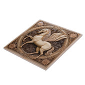 L Beige faux relief Art Nouveau Winged Horse タイル (側面)