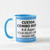 L. Blue 4:6 Landscape 2 x Photo Frame Custom Combo マグカップ (左)
