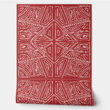 L - Bold Lines - Symmetrical Tile- Red And White