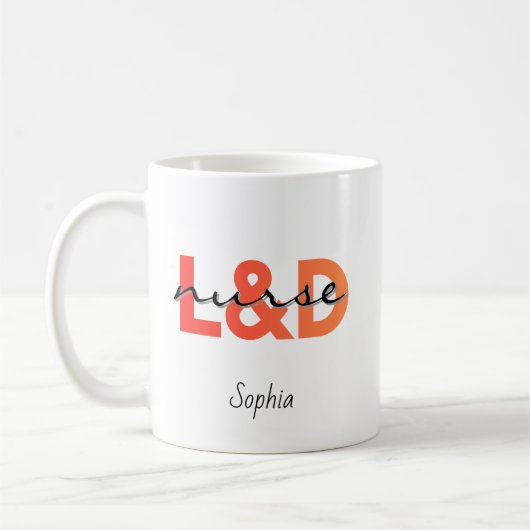L&Dナース大文字タイポグラフィー コーヒーマグカップ (左)