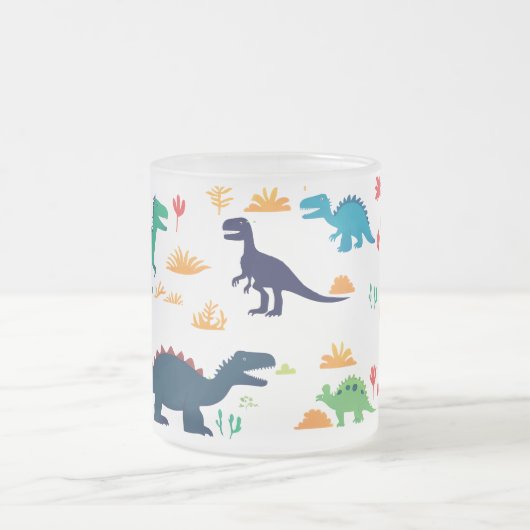 l Dinosaurs Pattern フロストグラスマグカップ (中央)