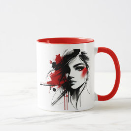 L’élégance du noir et du rouge au style moderne. マグカップ