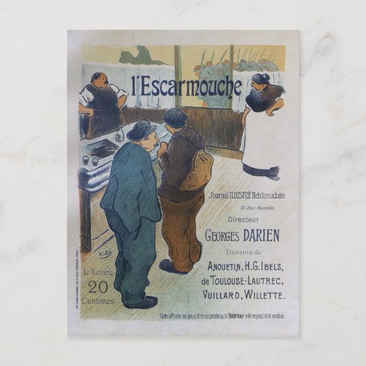 L Escarmouche, 1893年ヴィンテージフランスのポスター ポストカード (正面)