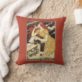 L. Marquet Inkの赤毛の女性及びハープ クッション (ブランケット)